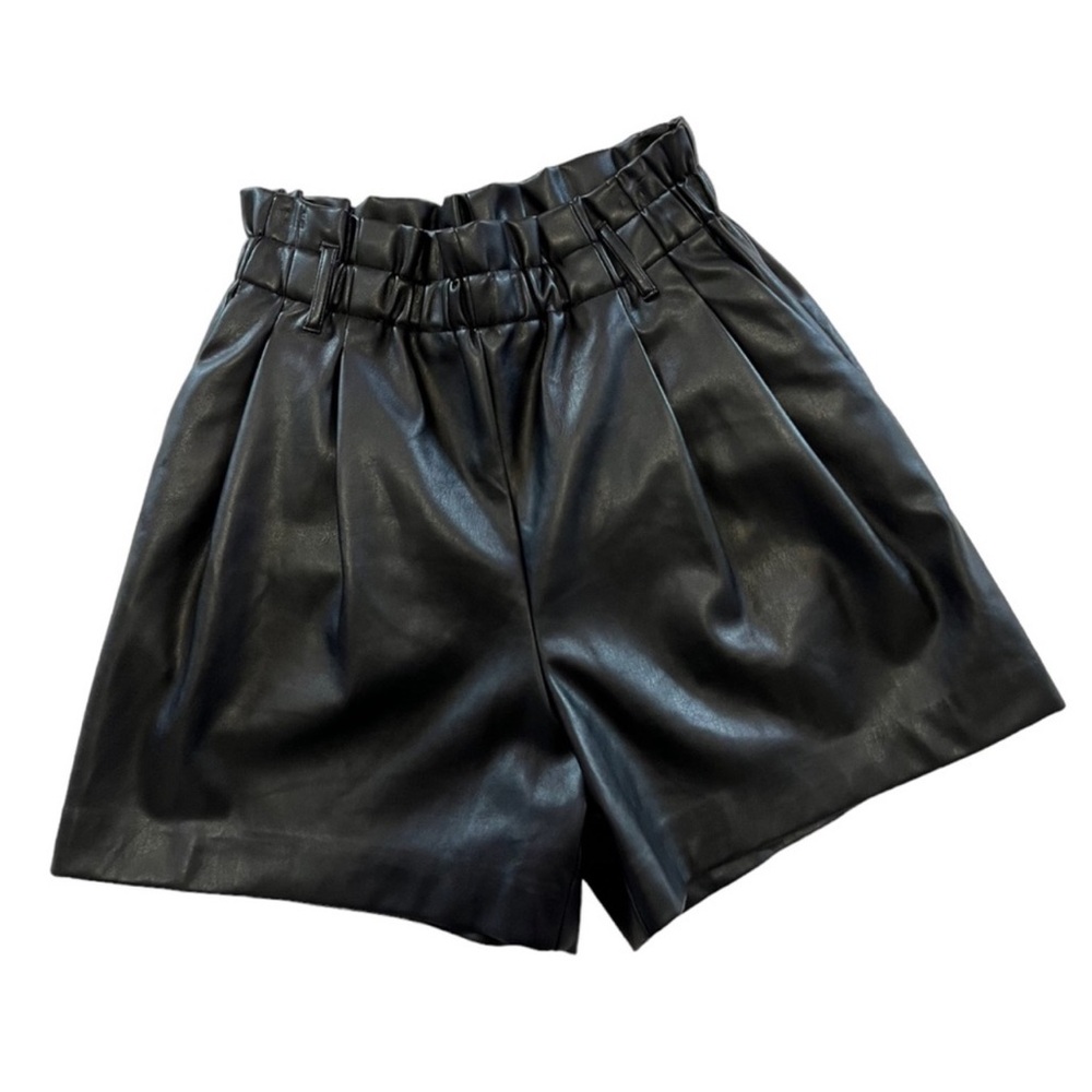 Zara High Rise Faux Leather Shorts